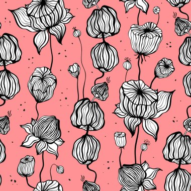 Vintage seamless modeli ile elle çizilmiş bırakır