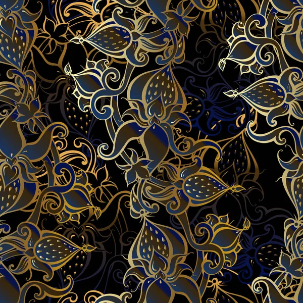 ペイズリーの背景。ビンテージのシームレスなパターンの手で描かれた抽象的な花. — ストックベクタ