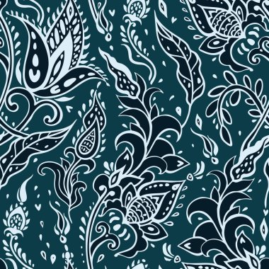 Paisley arka plan. Soyut çiçek Vintage Seamless modeli el ile çizilmiş.