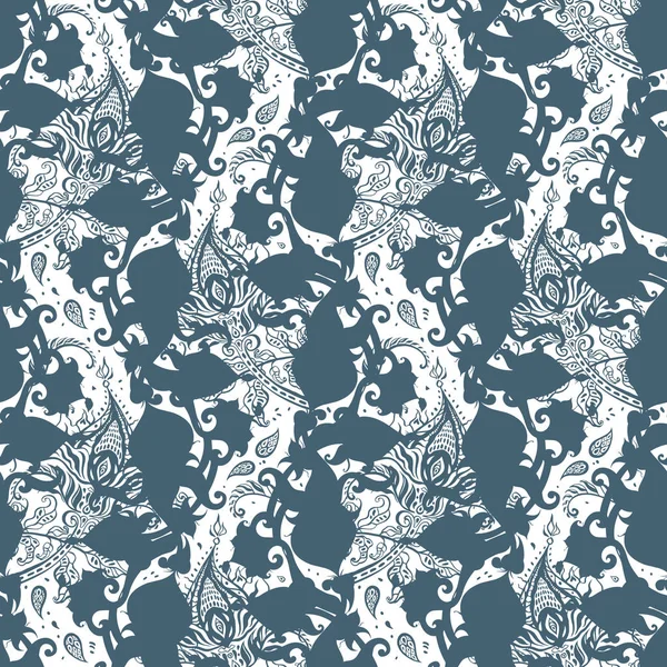 Paisley achtergrond. Vintage naadloze patroon met hand getrokken abstracte bloemen. — Stockvector