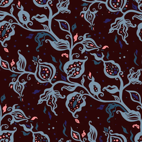 Paisley háttér. Vintage Seamless pattern, kézzel rajzolt absztrakt virágok. — Stock Vector