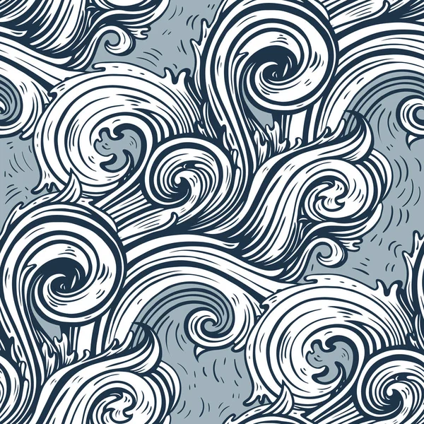Olas marinas. Ilustración vectorial dibujada a mano — Vector de stock