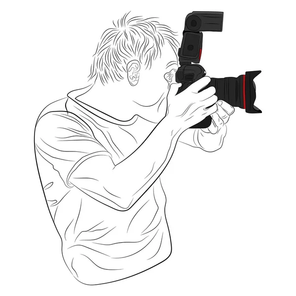 Schieten Tekening Vectorillustratie Camera — Stockvector