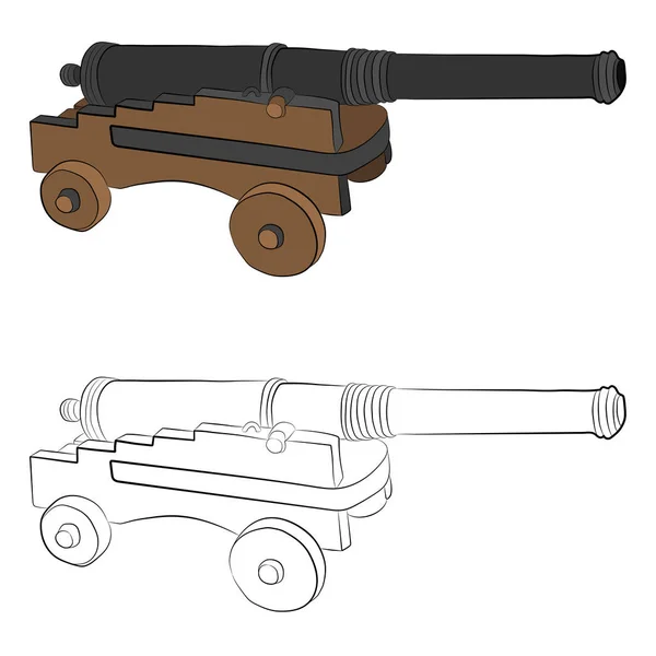 Середньовічний Контур Гармати Малюнок Олівцем — стоковий вектор