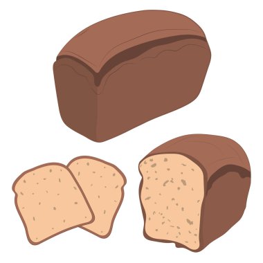 Ekmek, ekmek simgesi, taze kepekli ekmek izole dilimlenmiş