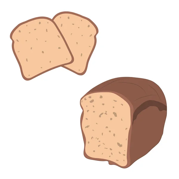 Хліб Хлібопекарська Ікона Нарізаний Свіжий Пшеничний Хліб Ізольований — стоковий вектор