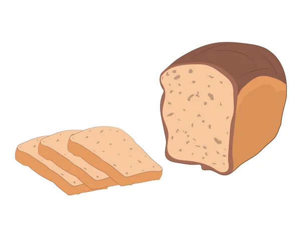 Хліб Хлібопекарська Ікона Нарізаний Свіжий Пшеничний Хліб Ізольований — стоковий вектор