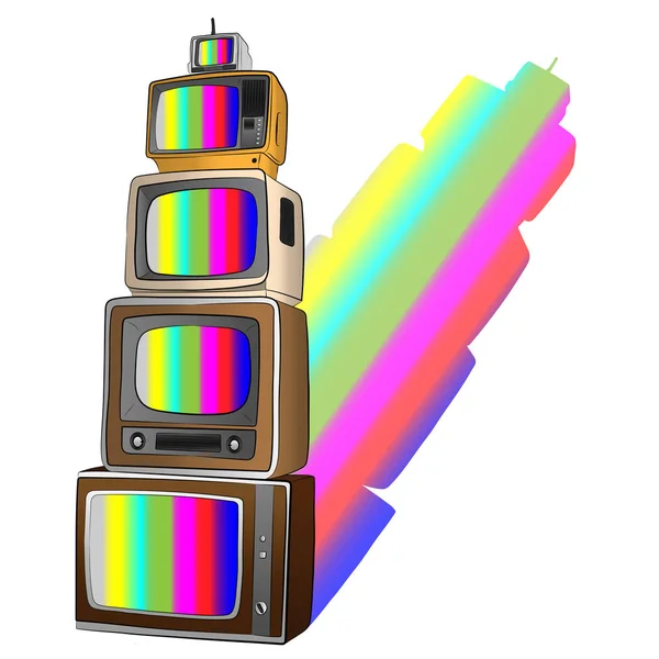 Concept Coloré Tour Télévision Illustration Dessin Vectoriel — Image vectorielle