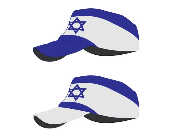 Israil bayrağı ile beyzbol şapkası. renkli küme. vektör çizim