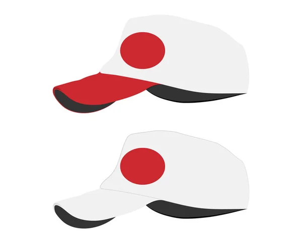 Baseballkappe mit japanischer Flagge. buntes Set. Vektorillustration — Stockvektor