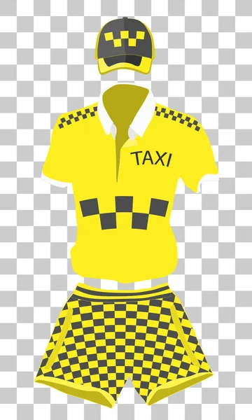 Nyári egyenruha beállítása taxis: sapka, póló és rövidnadrág, stílus — Stock Vector