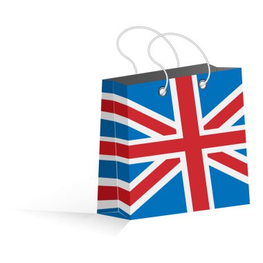 İngiltere'nin ulusal bayrak stilize satış çanta. Turizm alışveriş. vektör çizim