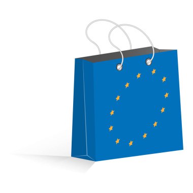 Avrupa Birliği'nin ulusal bayrak stilize satış çanta. Turizm alışveriş. vektör çizim