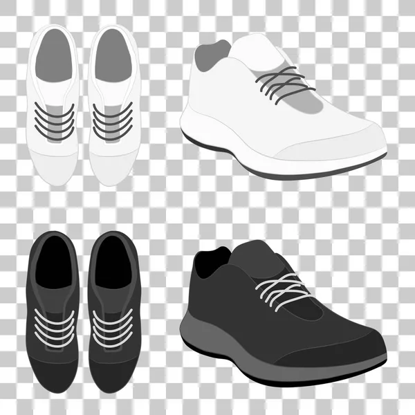 Zapatillas Deportivas Con Cordones Risitas Blancas Negras Ilustración Vectorial — Archivo Imágenes Vectoriales