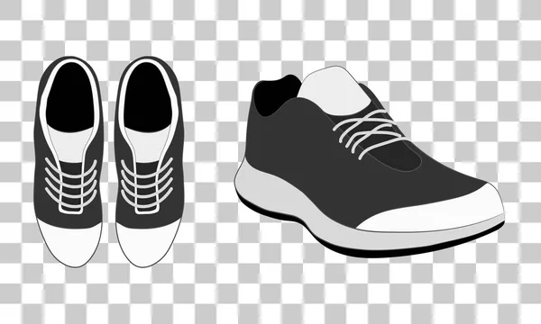 sport running shoes with laces. white and black snickers. vector illustration