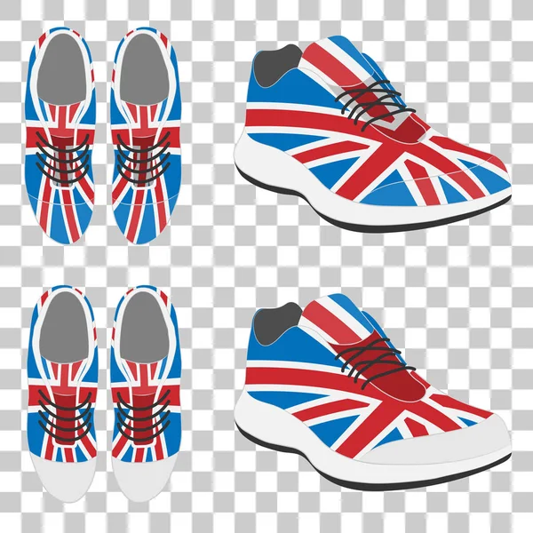 Sport Running Shoes Laces Snickers Colors England Nation Flag Vector — Stock Vector
