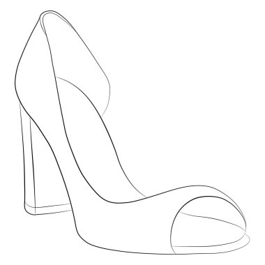 kadın ayakkabı countour çizim. vektör çizim eps 10