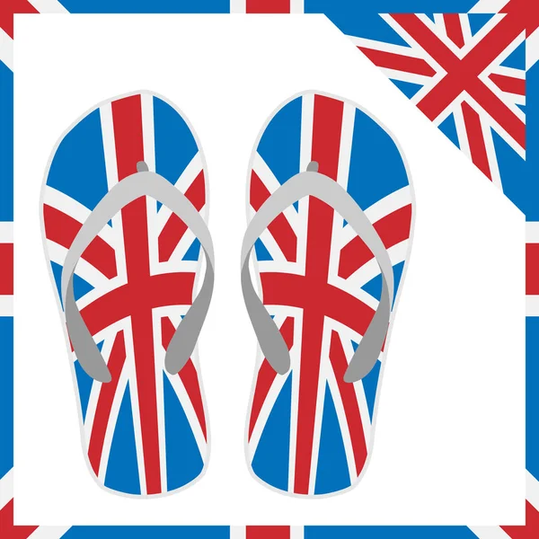 Καλοκαιρινές Παντόφλες Σχεδιασμό Σημαία Αγγλίας Eps Εικονογράφηση Διάνυσμα — Διανυσματικό Αρχείο