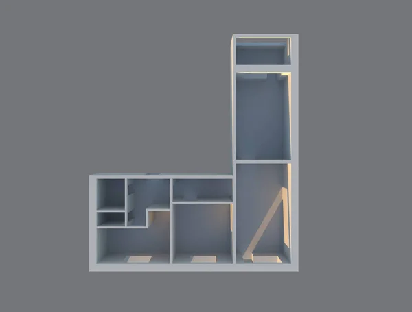 渲染程序设计公寓的顶级视图 建筑平面 — 图库照片