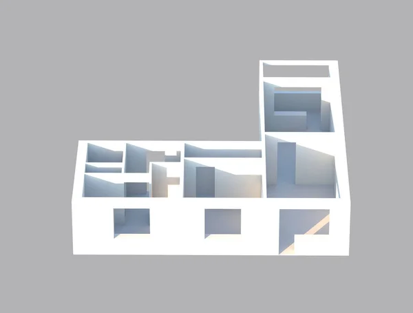 Render Designe Lägenheter Perspektivvy Konstruktion Plan — Stockfoto