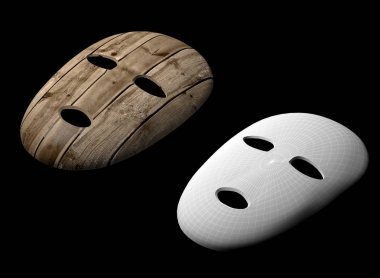 Ahşap Maske 3d çizim render