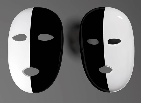 beyaz ve antik maske siyah