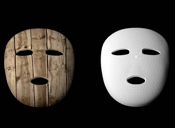 Wooden Mask Illustration Render — Stock Photo, Image