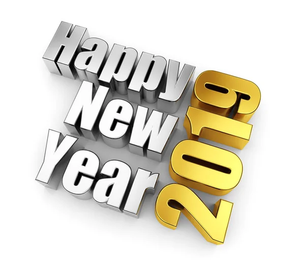 Metal gold and silver text, 2019 happy new year concept — Stock Photo, Image