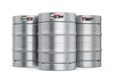 Metal beer kegs isolated on white background clipart