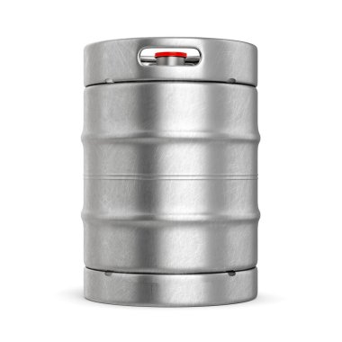 Beyaz arka plan üzerinde izole metal bira fıçısı