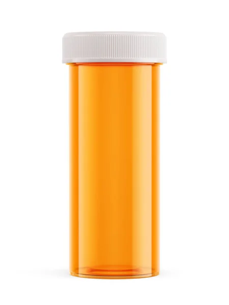 Fiolka z pomarańczową apteką izolowana na białym tle — Zdjęcie stockowe