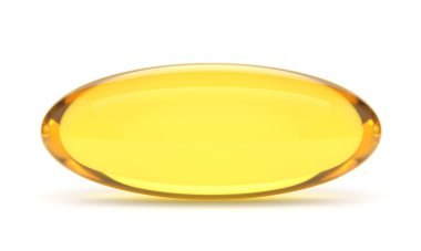 Sarı kapsül omega 3 beyaz arka plan üzerinde izole