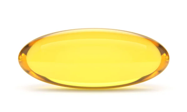 Żółta kapsułka Omega 3 na białym tle — Zdjęcie stockowe