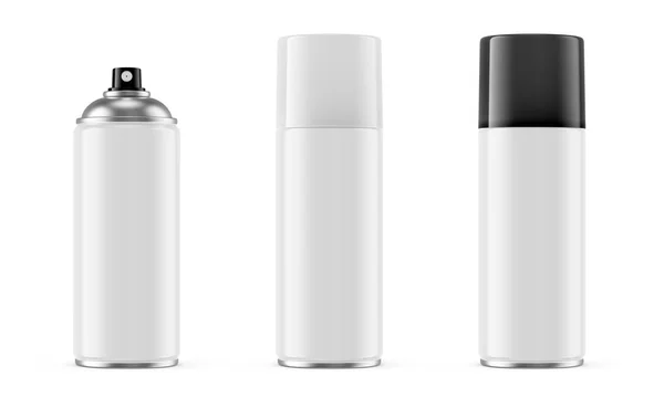 Biały spray farby metalowe puszki na białym tle — Zdjęcie stockowe
