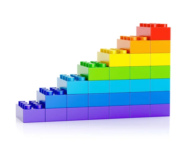 Colorful plastic building toy blocks graph shape — Stock Photo, Image