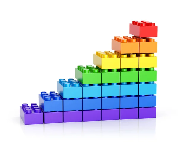 Colorful plastic building toy blocks graph shape — Stock Photo, Image