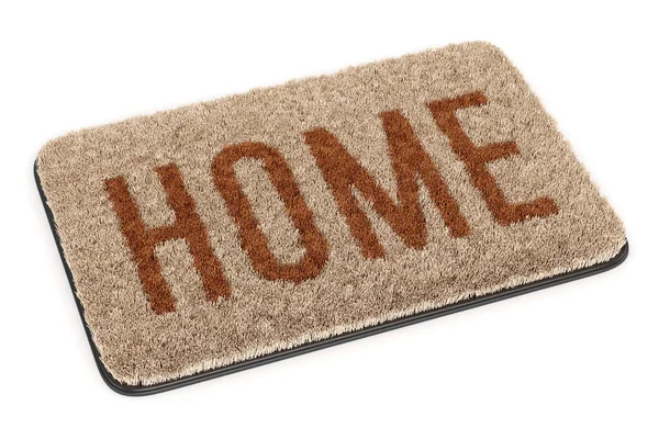 Brown welcome coir doormat isolated on white — Stock Photo, Image
