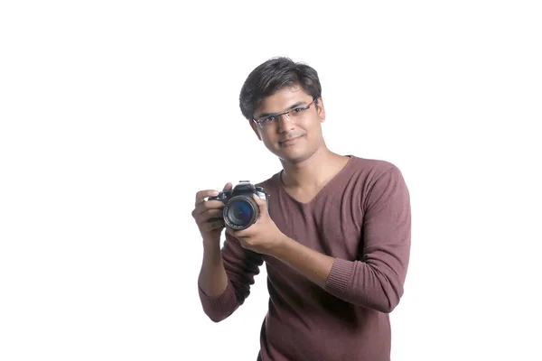 Indiase Fotograaf Met Camera — Stockfoto