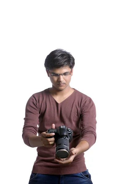 Indiase Fotograaf Met Camera — Stockfoto
