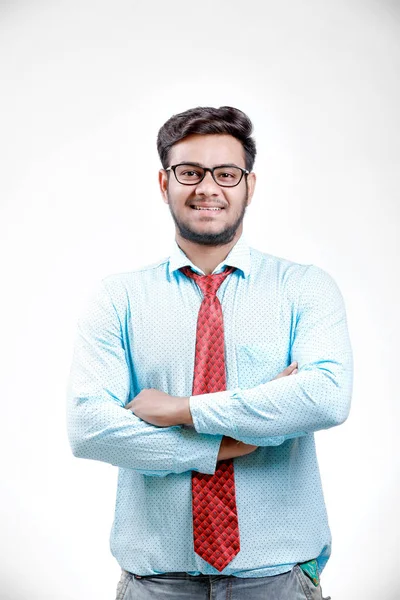 Jovem Indiano Empregado Camisa Gravata — Fotografia de Stock