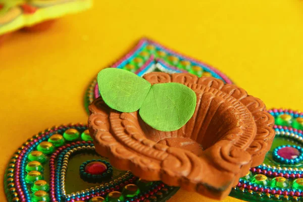 India Festival Dussehra Hoja Con Arroz — Foto de Stock