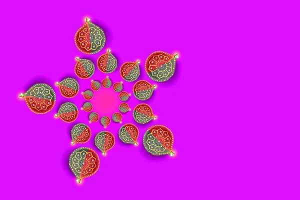 Diwali Lamp Rangoli Ontwerp — Stockfoto