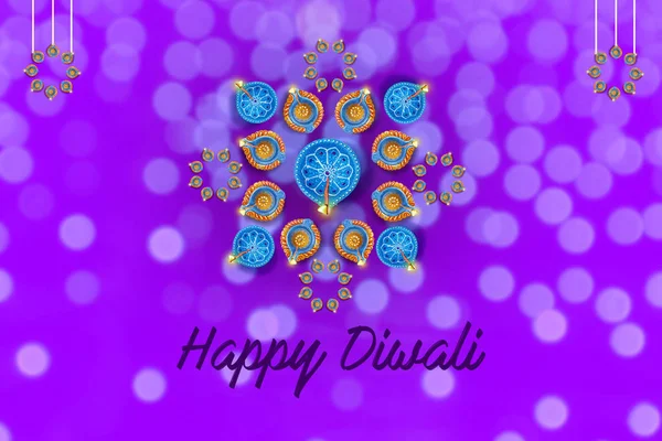 Diwali Lampa Och Rangoli Design — Stockfoto