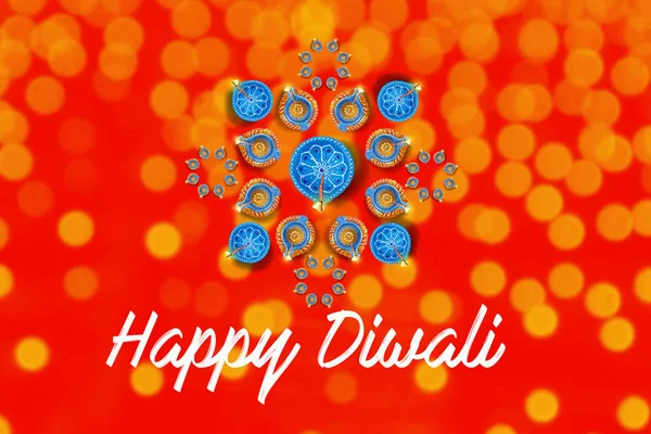 Diwali Lampa Och Rangoli Design — Stockfoto