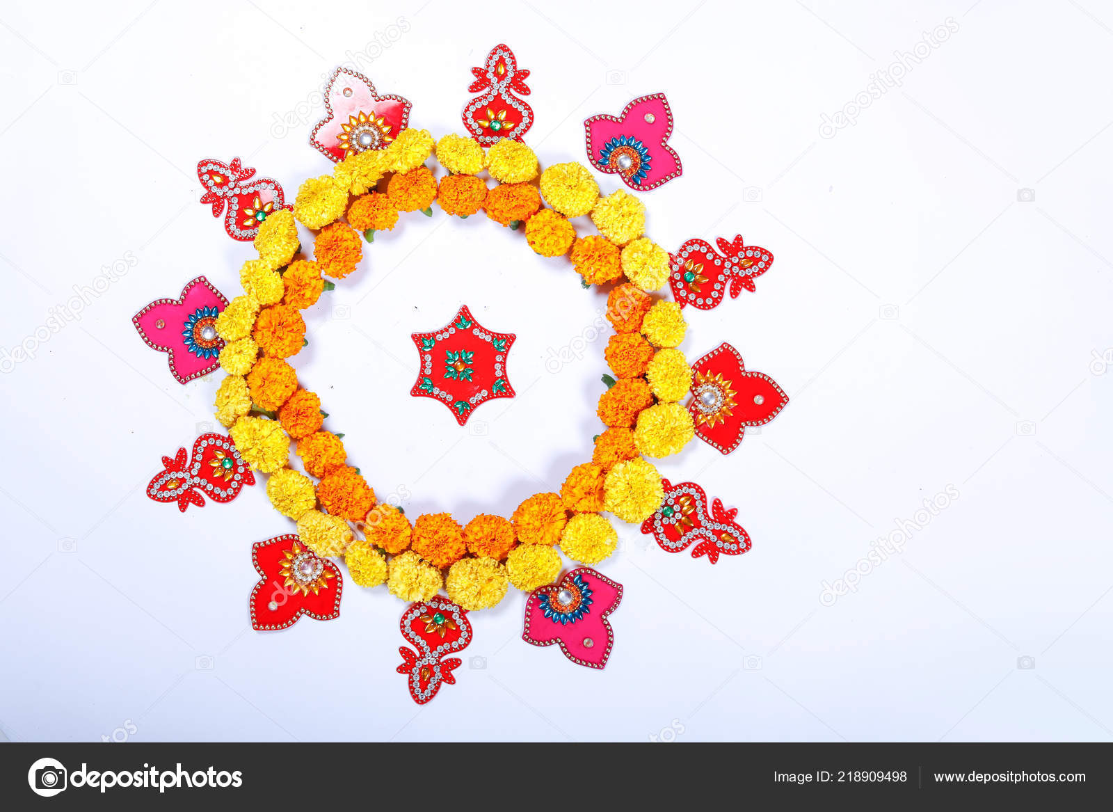 CraftVatika Marigold Fluffy Flower Garlands Toran Bandarwal with Hanging  Bells Set for Main Door Wall Hangings