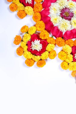 Kadife çiçeği çiçek rangoli Diwali festivali, Hint Festivali çiçek dekorasyon için tasarım