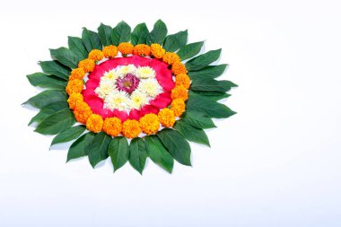Kadife çiçeği çiçek rangoli Diwali festivali, Hint Festivali çiçek dekorasyon için tasarım
