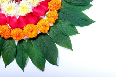 Kadife çiçeği çiçek rangoli Diwali festivali, Hint Festivali çiçek dekorasyon için tasarım