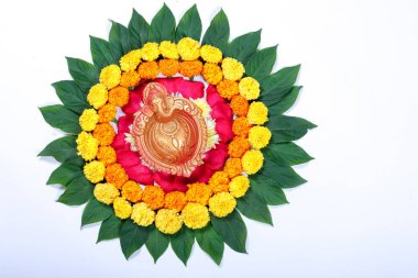 Kadife çiçeği çiçek rangoli Diwali festivali, Hint Festivali çiçek dekorasyon için tasarım