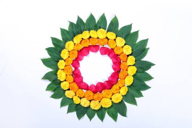 Kadife çiçeği çiçek rangoli Diwali festivali, Hint Festivali çiçek dekorasyon için tasarım